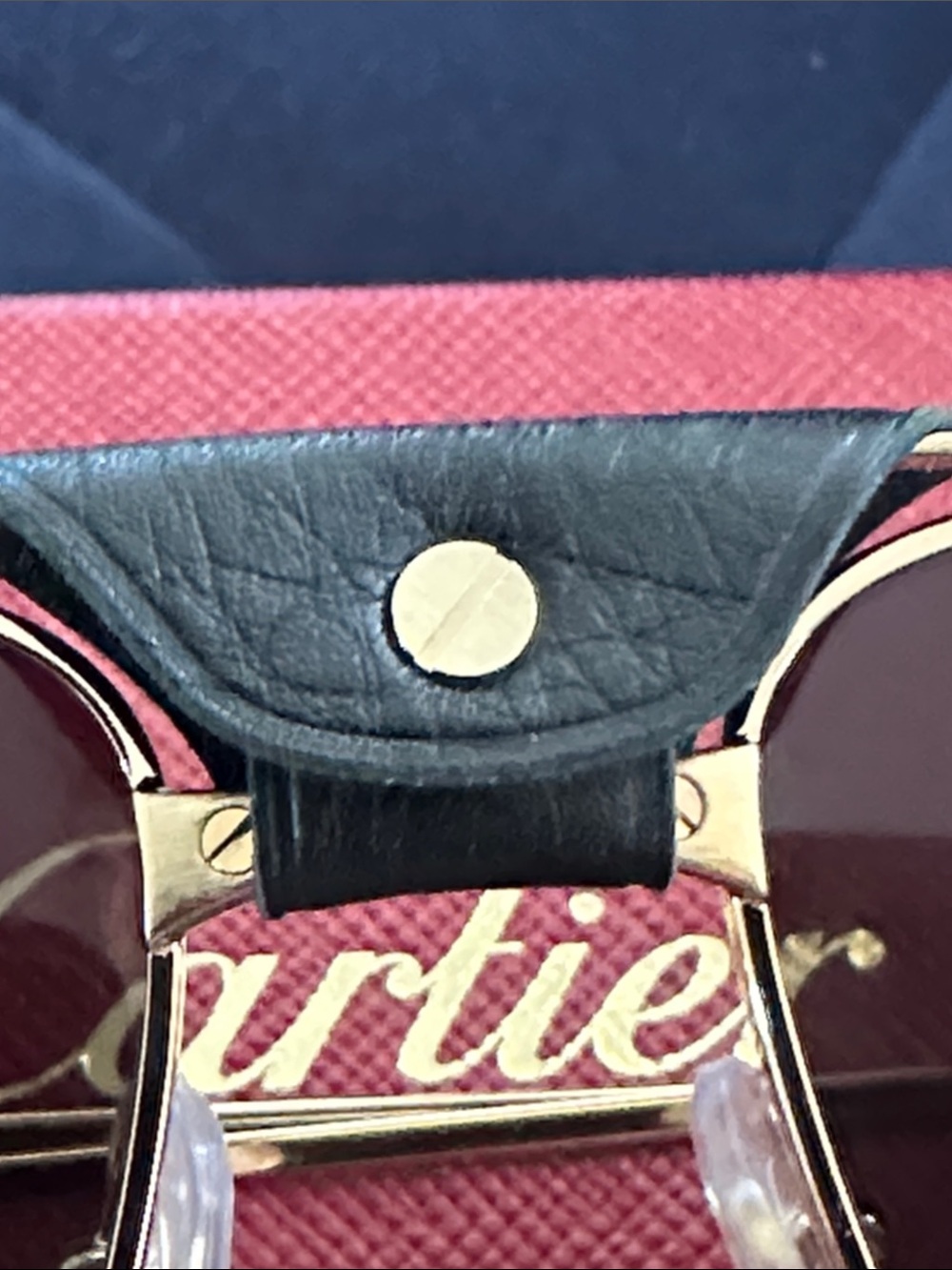 Cartier Santos De Cartier Aviator Sunglasses Polarized Lenses Black Calfskin - Picture 5 of 6